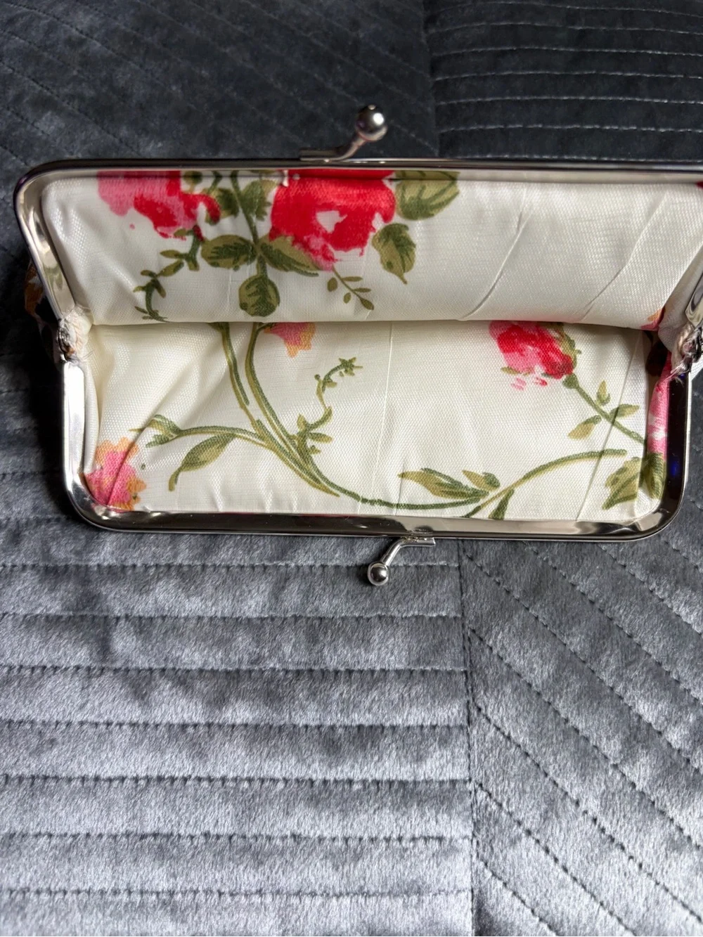 Floral Vintage- style Snap-Top Clutch - Yellow & Pink Floral